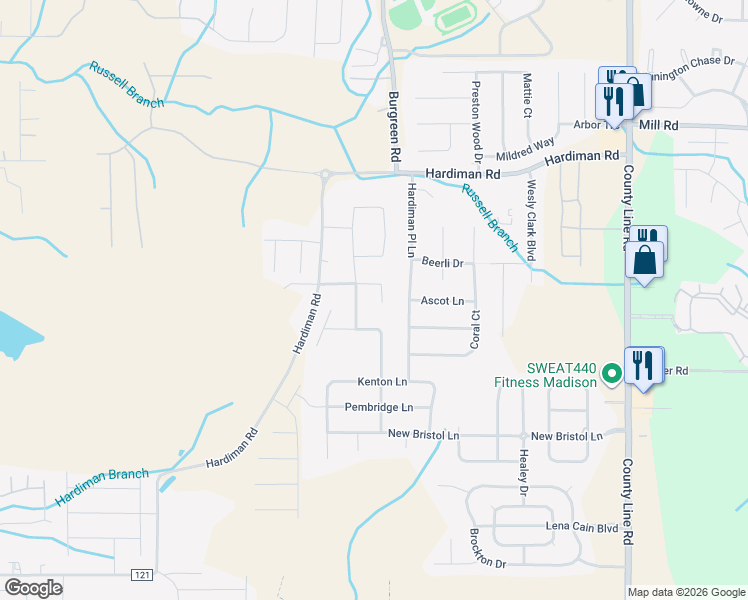 map of restaurants, bars, coffee shops, grocery stores, and more near 124 Benoir Trail in Madison