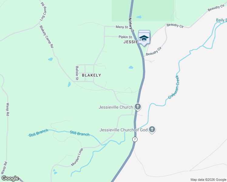 map of restaurants, bars, coffee shops, grocery stores, and more near 300 Blakely Camp Road in Jessieville