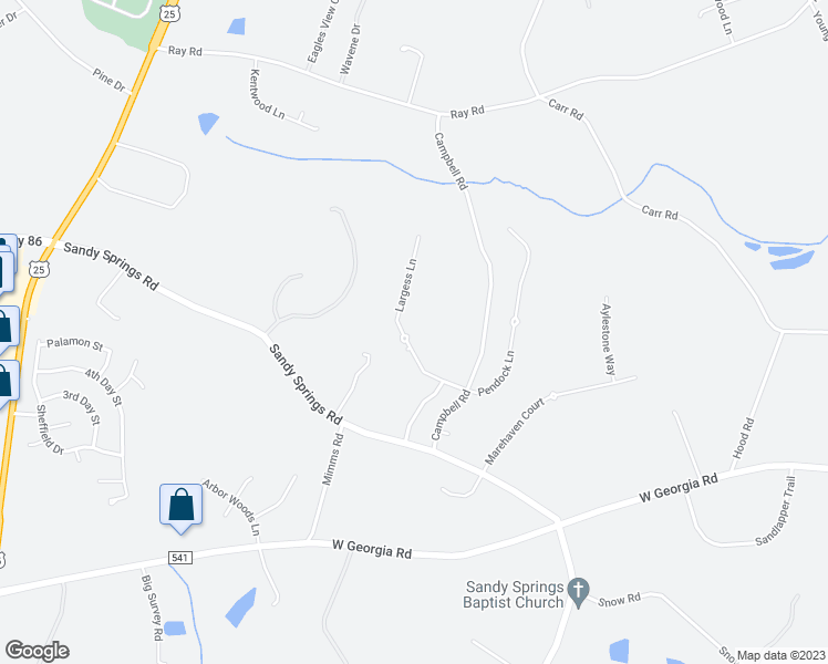 map of restaurants, bars, coffee shops, grocery stores, and more near 120 Largess Lane in Piedmont