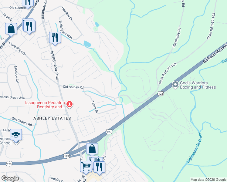 map of restaurants, bars, coffee shops, grocery stores, and more near 112 Lynwood Drive in Central