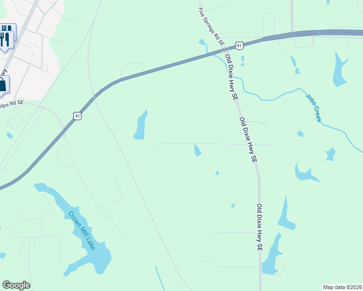 map of restaurants, bars, coffee shops, grocery stores, and more near 242 Gaz Road Southeast in Dalton