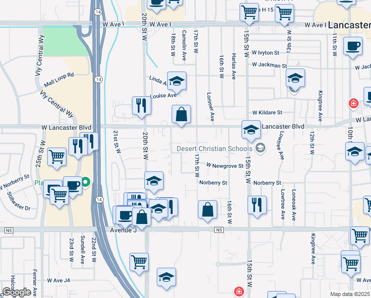 map of restaurants, bars, coffee shops, grocery stores, and more near 1737 West Milling Street in Lancaster