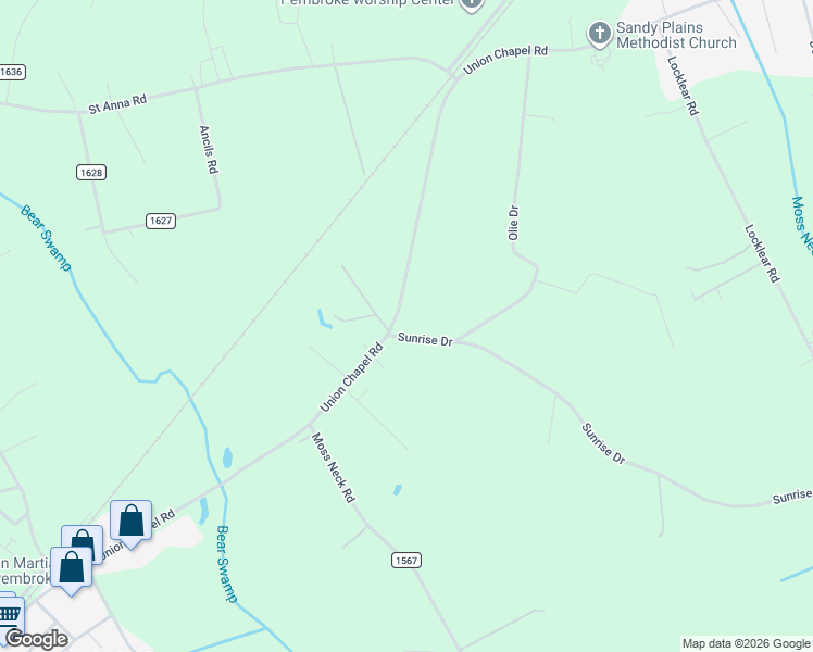 map of restaurants, bars, coffee shops, grocery stores, and more near 93 Sunrise Dr in Pembroke
