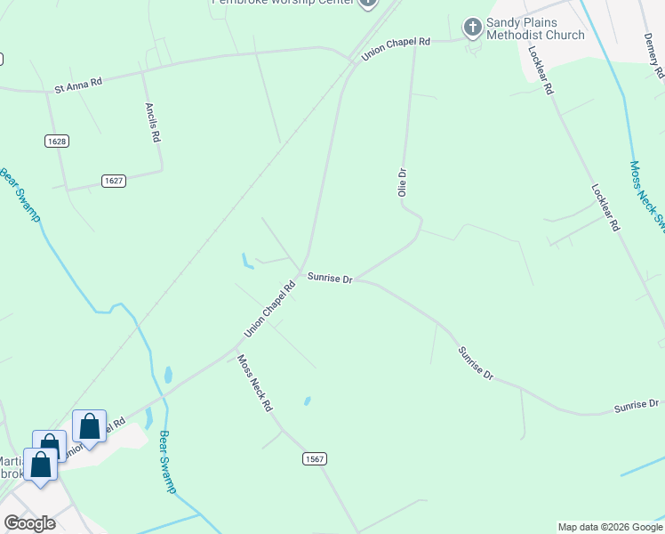 map of restaurants, bars, coffee shops, grocery stores, and more near 93 Sunrise Drive in Pembroke