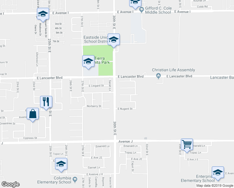map of restaurants, bars, coffee shops, grocery stores, and more near 3011 East Newgrove Street in Lancaster