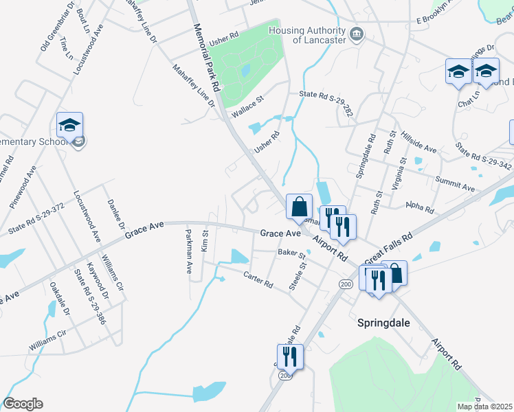 map of restaurants, bars, coffee shops, grocery stores, and more near 1437 Tripp Lane in Lancaster