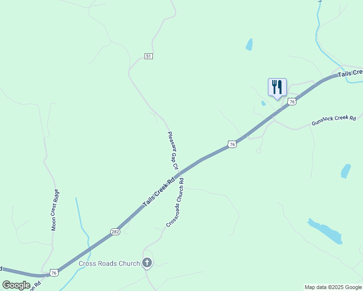 map of restaurants, bars, coffee shops, grocery stores, and more near 225-384 Pleasant Gap Circle in Ellijay