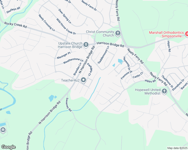 map of restaurants, bars, coffee shops, grocery stores, and more near 607 Westbury Way in Simpsonville