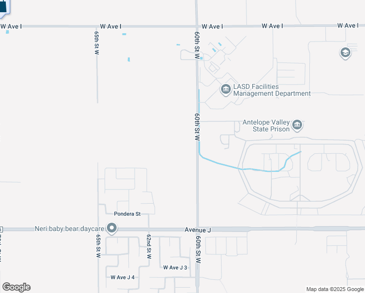 map of restaurants, bars, coffee shops, grocery stores, and more near 60th Street West in Lancaster