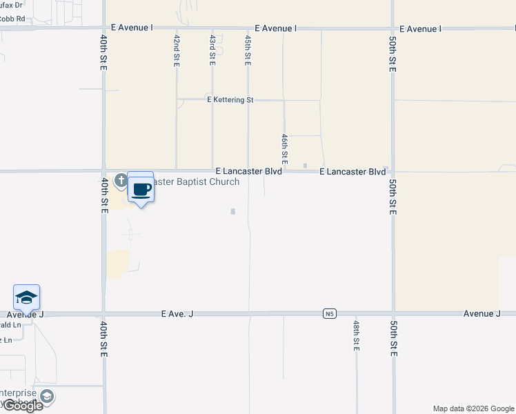 map of restaurants, bars, coffee shops, grocery stores, and more near 26 East Lancaster Boulevard in Lancaster