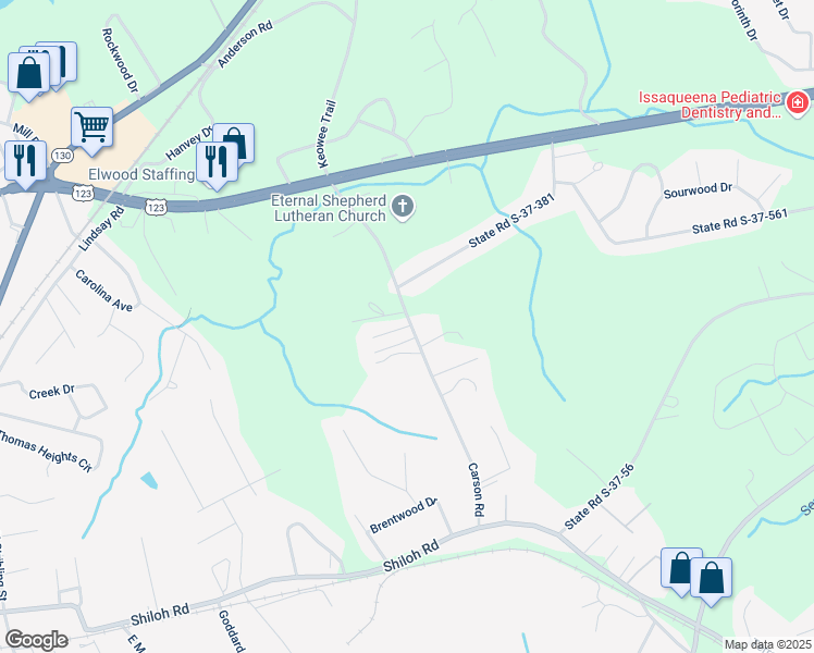 map of restaurants, bars, coffee shops, grocery stores, and more near 12 Kelly Drive in Seneca