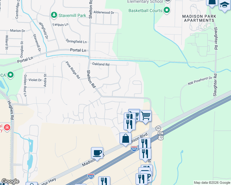 map of restaurants, bars, coffee shops, grocery stores, and more near 406 Summerview Drive in Madison