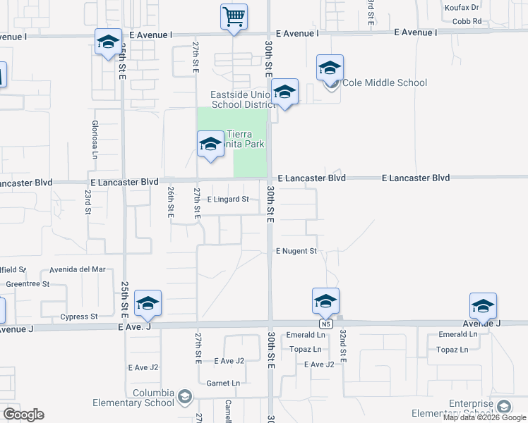 map of restaurants, bars, coffee shops, grocery stores, and more near 44706 Sarah Lane in Lancaster