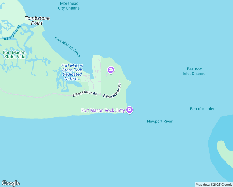 map of restaurants, bars, coffee shops, grocery stores, and more near Fort Macon Road in Atlantic Beach