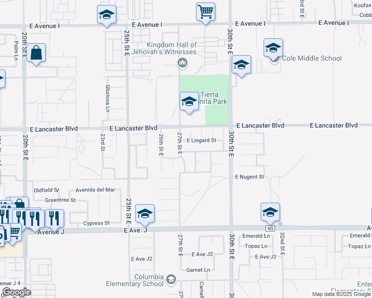 map of restaurants, bars, coffee shops, grocery stores, and more near 2715 East Newgrove Street in Lancaster