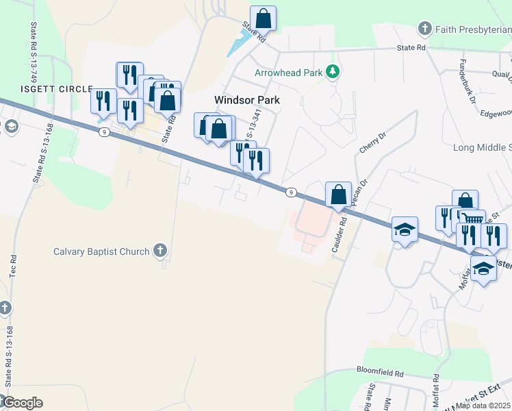 map of restaurants, bars, coffee shops, grocery stores, and more near 831 Chesterfield Highway in Cheraw