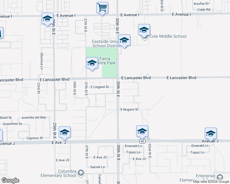 map of restaurants, bars, coffee shops, grocery stores, and more near 44706 Sarah Lane in Lancaster