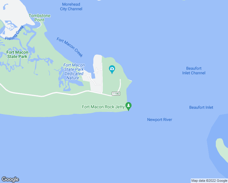 map of restaurants, bars, coffee shops, grocery stores, and more near Fort Macon Road in Atlantic Beach