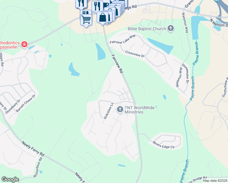map of restaurants, bars, coffee shops, grocery stores, and more near 762 Fairview Road in Simpsonville