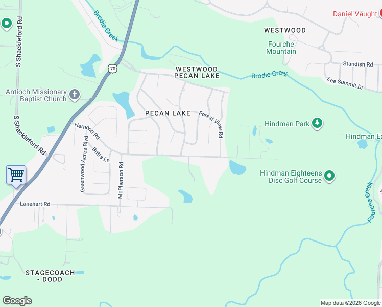 map of restaurants, bars, coffee shops, grocery stores, and more near 9201 Herndon Road in Little Rock