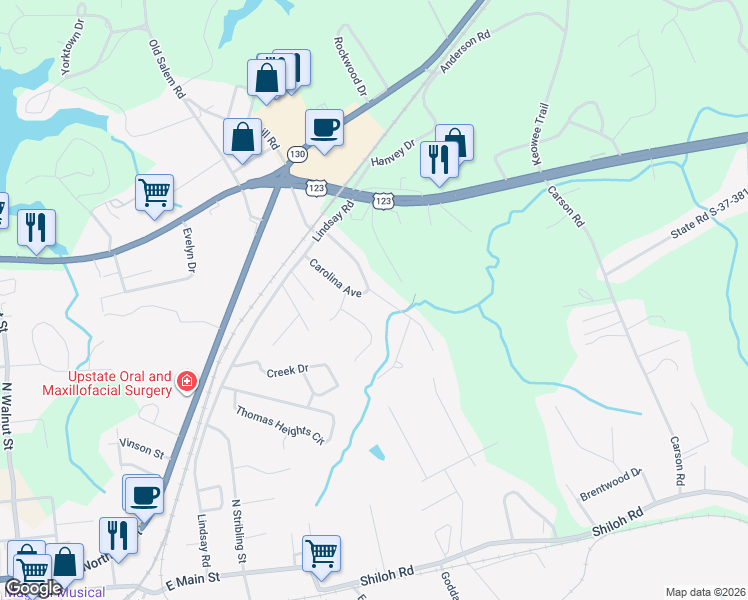 map of restaurants, bars, coffee shops, grocery stores, and more near 200 Meadowbrook Drive in Seneca