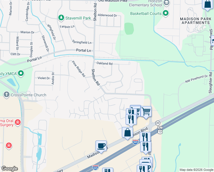 map of restaurants, bars, coffee shops, grocery stores, and more near 211 Springvale Circle in Madison