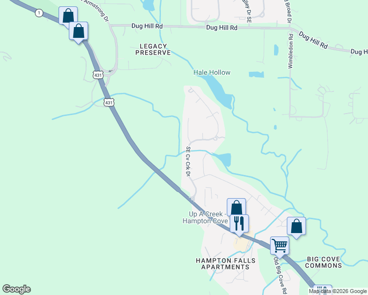map of restaurants, bars, coffee shops, grocery stores, and more near 4911 Saratoga Circle Southeast in Brownsboro