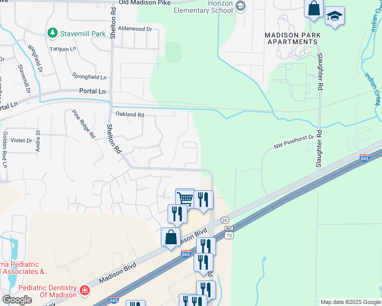 map of restaurants, bars, coffee shops, grocery stores, and more near 190 Shelton Road in Madison