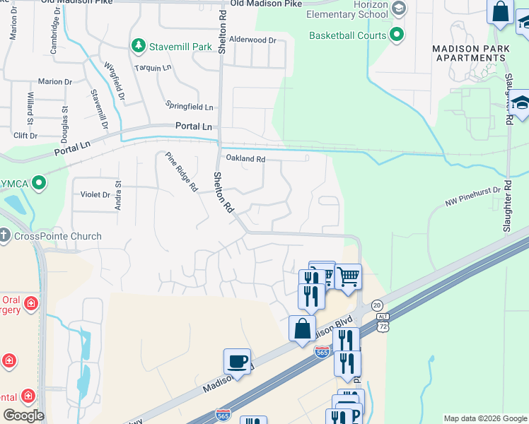map of restaurants, bars, coffee shops, grocery stores, and more near 211 Springvale Circle in Madison