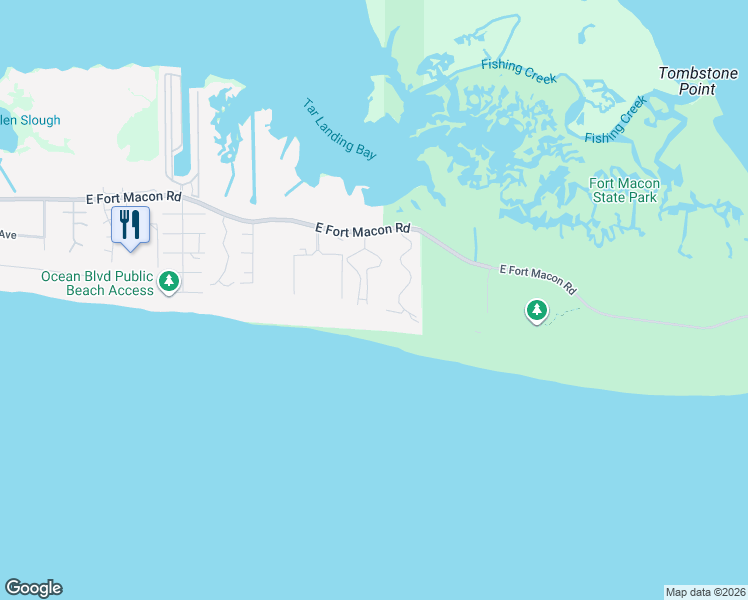 map of restaurants, bars, coffee shops, grocery stores, and more near Tar Landing Road in Atlantic Beach