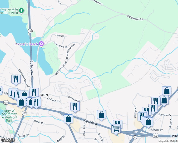 map of restaurants, bars, coffee shops, grocery stores, and more near 913 Georgetown Road in Clemson