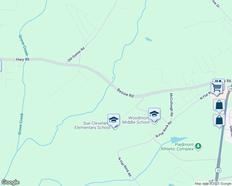 map of restaurants, bars, coffee shops, grocery stores, and more near 671 Bessie Road in Piedmont
