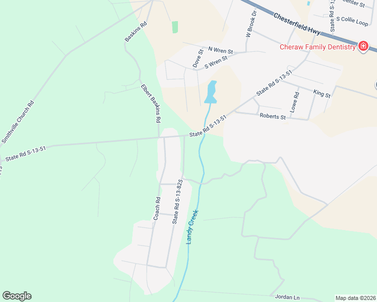 map of restaurants, bars, coffee shops, grocery stores, and more near 69 Ridge Road in Cheraw