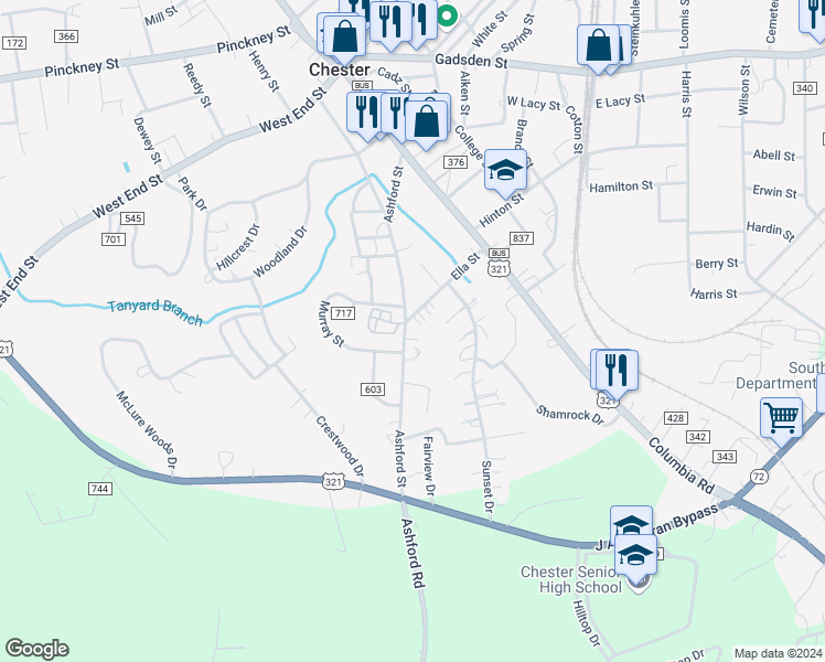 map of restaurants, bars, coffee shops, grocery stores, and more near 130 Ella Street in Chester