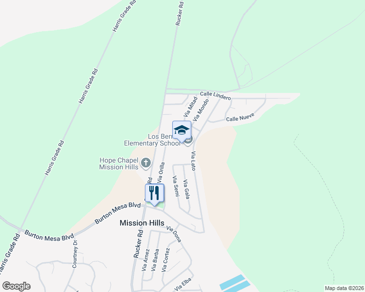 map of restaurants, bars, coffee shops, grocery stores, and more near 3745 Via Lato in Lompoc