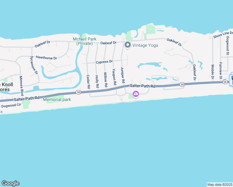 map of restaurants, bars, coffee shops, grocery stores, and more near 216 Channel Bay Drive in Atlantic Beach