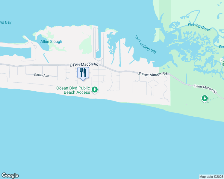 map of restaurants, bars, coffee shops, grocery stores, and more near 308 Sea Dreams Drive in Atlantic Beach