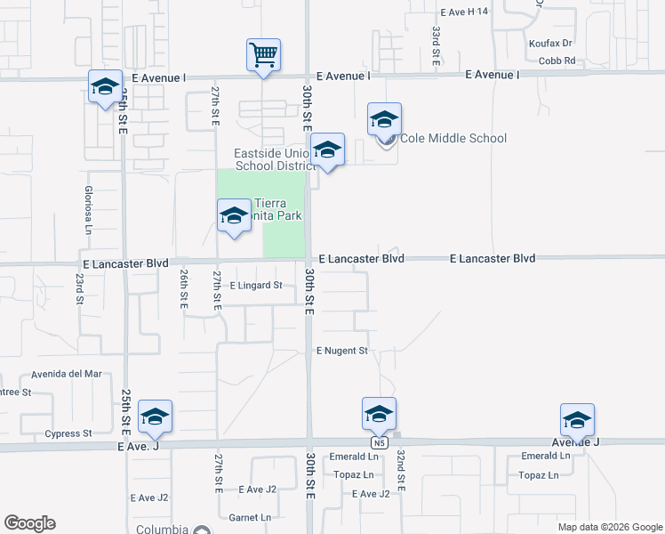 map of restaurants, bars, coffee shops, grocery stores, and more near 3031 East Lingard Street in Lancaster