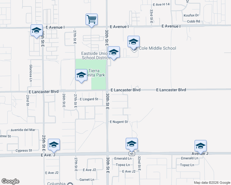 map of restaurants, bars, coffee shops, grocery stores, and more near 3031 East Lingard Street in Lancaster