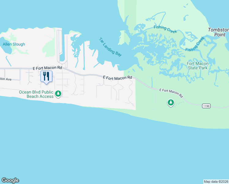 map of restaurants, bars, coffee shops, grocery stores, and more near 2008 East Fort Macon Road in Atlantic Beach
