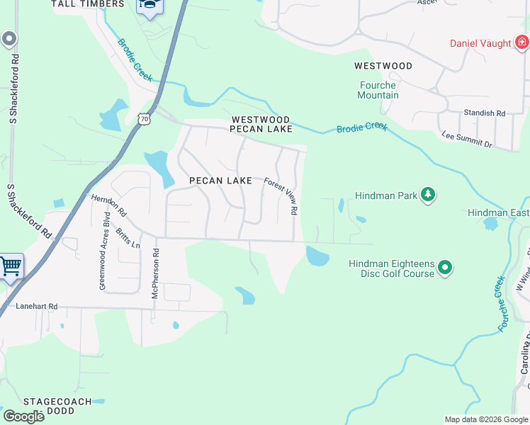 map of restaurants, bars, coffee shops, grocery stores, and more near 5919 Timberview Road in Little Rock