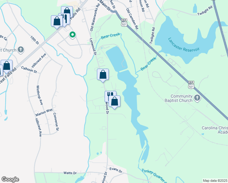 map of restaurants, bars, coffee shops, grocery stores, and more near 1519 Lynwood Drive in Lancaster