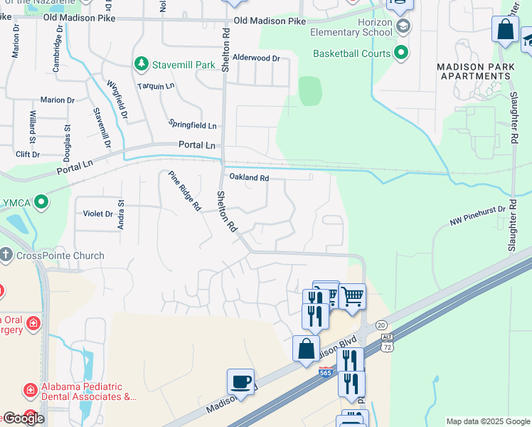 map of restaurants, bars, coffee shops, grocery stores, and more near 211 Springvale Circle in Madison