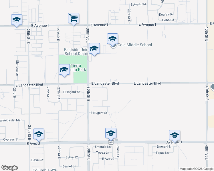 map of restaurants, bars, coffee shops, grocery stores, and more near 3117 East Lingard Street in Lancaster