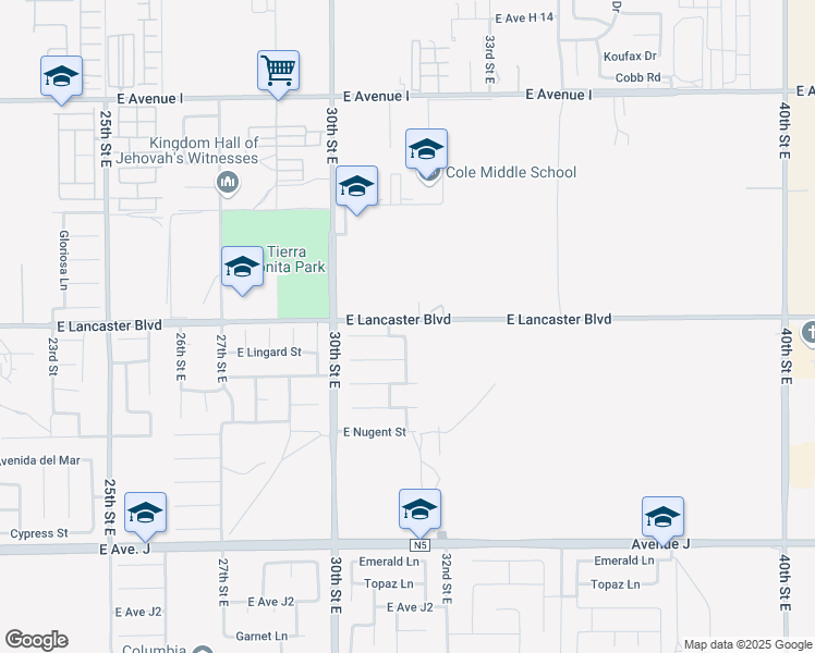 map of restaurants, bars, coffee shops, grocery stores, and more near 3117 East Lingard Street in Lancaster