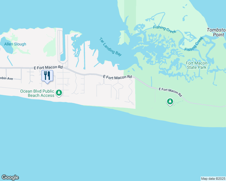 map of restaurants, bars, coffee shops, grocery stores, and more near 2008 East Fort Macon Road in Atlantic Beach