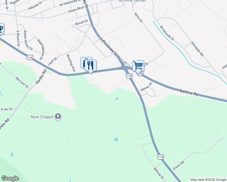 map of restaurants, bars, coffee shops, grocery stores, and more near 199 Lake Drive in Union