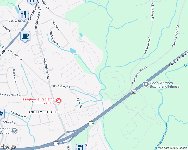 map of restaurants, bars, coffee shops, grocery stores, and more near 112 Lynwood Dr in Central