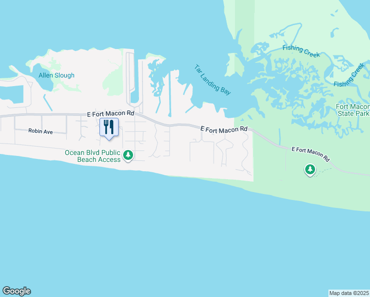 map of restaurants, bars, coffee shops, grocery stores, and more near Seaspray in Atlantic Beach