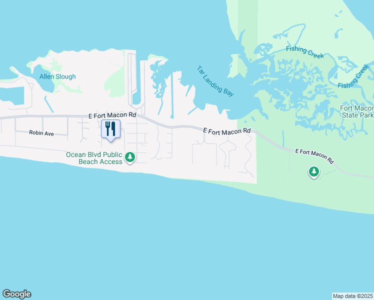 map of restaurants, bars, coffee shops, grocery stores, and more near Seaspray in Atlantic Beach